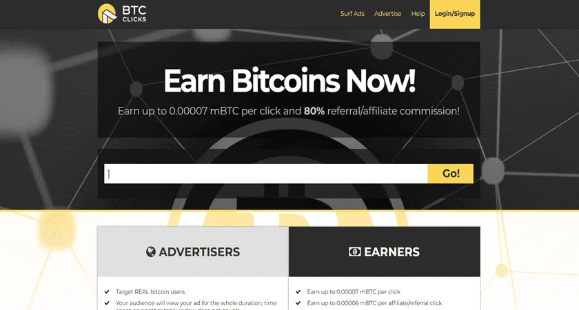 ربح البيتكوين من الإعلانات BTCclicks