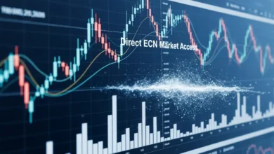 رسم بياني يوضح كيفية عمل أفضل منصة تداول ECN حيث تتصل مباشرة بشبكة سيولة عالمية